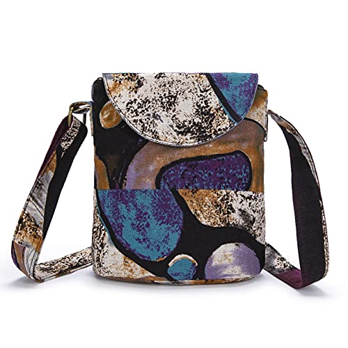 OPQRSTU Women's Retro Small Size Canvas Shoulder Bag Hippie Boho Crossbody Handbag - color: Purple