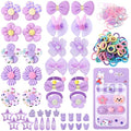 400 Pcs Baby Girls Hair Accessories Set,Baby Girls Hair Ties,Flower Bows Rubber Bands,Hair-friendly Hair Clip,Soft Elastic Hair Bands,Claw Clip(Purple) - color: Purple