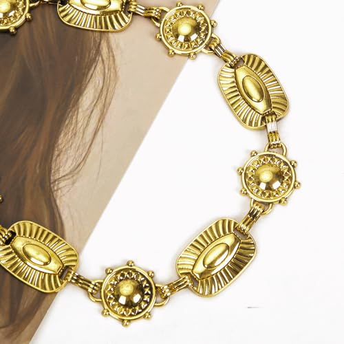 Luvatar Fashion Metal Waist Chain Belt Blouse Dress Sweater Chain Belt… - color: GOLD-F48