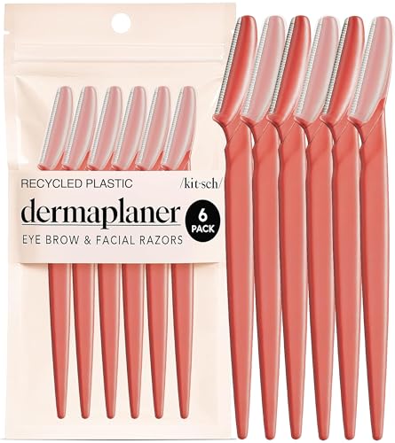 Kitsch Dermaplane Razor for Women Face – Face Razors for Women & Men, Eye Brow Razors & Face Shaver – Exfoliating Facial Razor & Dermaplaner as Skin Care Tool for Smoother Skin - Coral, 6 pcs - color: Coral, size: 1 Count (Pack of 6)