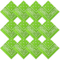 Suhine 12 Pcs Bandanas Bulk for Women Men 22 x 22 Inch Paisley Headband Cowboy Handkerchief Summer Beach Party Costume - color: Apple Green