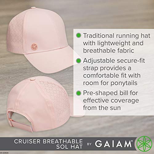 Gaiam Women's Hat-Breathable Ball Cap, Pre-Shaped Bill, Adjustable Size for Running - color: Blush, style: Hat - Cruiser Breathable Sol