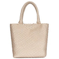 BAGOK Woven Tote Bag for Women, Handwoven Vegan Leather Shoulder Bag with Clutch, Large Tote for Work, Travel & Beach - color: Gold