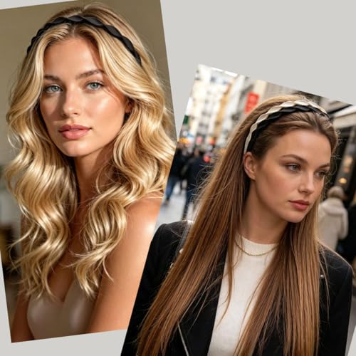 Springtime 6pcs Thin Twristed Plastic Headbands for Girls Women, Multicolor Neutral Pack, Wave Pattern Design with Built-in Teeth, 10mm Wide, 6 Count Set for Women, Teen and Adult - color: Neutral color