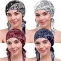 4 Pieces Chemo Headwear for Women, Pre-Tied Head Scarf Cancer Headwear for Hair Loss - color: Multicolor-3