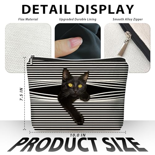 Funny Cat Makeup Bag & Travel Pouches for Toiletries, Funny Black Cat Gifts for Women & Teen Girls, Cats Gifts Lovers for Travel & Christmas，Kitty Cosmetic Zipper Travel Toiletry Bag - color: 02-Cat(05)