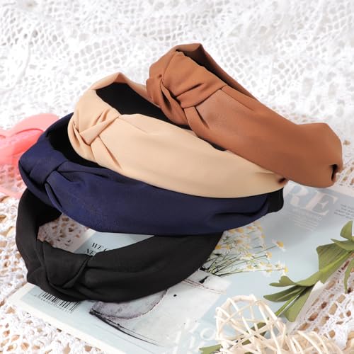DRESHOW 8 Pack Knotted Headbands for Women Wide Turban Headband Yoga Exercise Ribbing Hair Hoop Hair Bands Accessories - color: 8 Pack Plastic Hair Hoop J