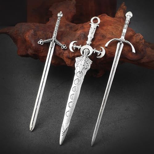 3-Piece Sword Hair Pin Set – Gothic and Viking Hair Accessories for Women, Medieval Hair Sticks & Renaissance Hair Jewelry - color: Design-1
