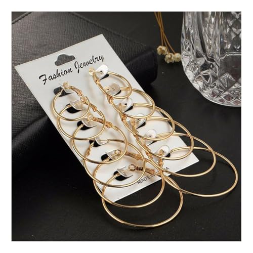 47pcs Gold Jewelry Set With 3 PCS Necklace, 11 PCS Bracelet,20pcs Hoop Stud Earrings,7pcs rings set For Women For Birthday Gifts - color: Gold