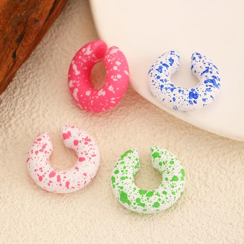 Ear Cuff Earrings for Women Chunky Ear Cuff Colourful Non Pierced Ear Cuff Non Piercing Clip On Cartilage Wrap Cuff Earrings Jewelry Gifts - color: Colours