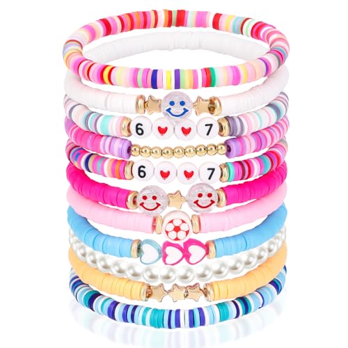 HWING Friendship Bracelets for Women, Boho Matching Couple Bracelets, Preppy Rainbow Beaded Bracelet Cute Graduation Christmas Birthday Gifts for Women Her Friends Girlfriend