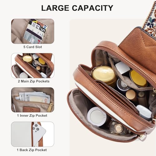 BOSTANTEN Sling Bag Quilted Crossbody Bags for Women Cross Body Purse Leather Fanny Pack with Adjustable Guitar Strap - color: A-beige
