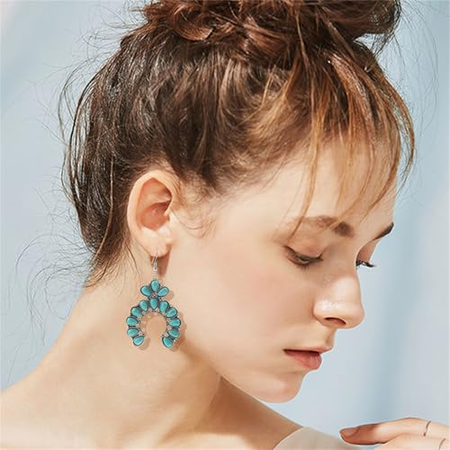coadipress Bohemian Turquoise Beaded Tassel Earring for Women Ethnic Chandelier Boho Beads Earrings Hollow Out Turquoises Beaded Statement Earrings Ethnic Style Jewelry Gifts - color: Turquoise Hoof