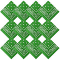 Suhine 12 Pcs Bandanas Bulk for Women Men 22 x 22 Inch Paisley Headband Cowboy Handkerchief Summer Beach Party Costume - color: Grass Green