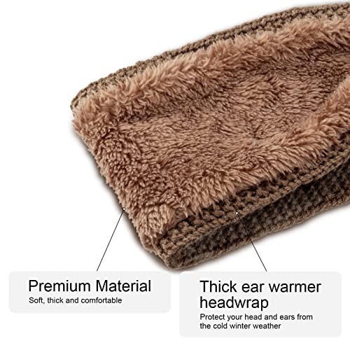 DRESHOW Crochet Ear Warmer Headband Soft Knit Chunky Turban Stretch Thick Headbands Warmer Fuzzy Head Wrap for Women - color: 1 Pc Double Twist: Khaki