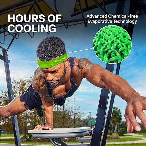 COLD FACTOR Cooling Headband for Women and Men – UPF 50+ Advanced Evaporative Comfort, Instant Cooling Sweatband for Outdoor Sports, Fitness, Yoga, Hiking, Running, and Workout - color: Lime