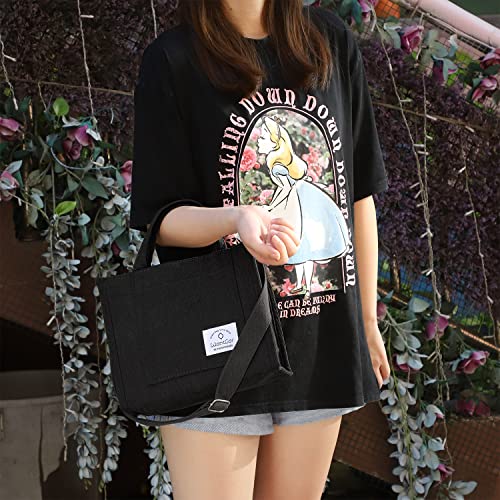 WantGor Tote Bag for Women, Corduroy Crossbody Bags Shoulder Handbag Small Satchel Hobo Bag Purse - color: Black