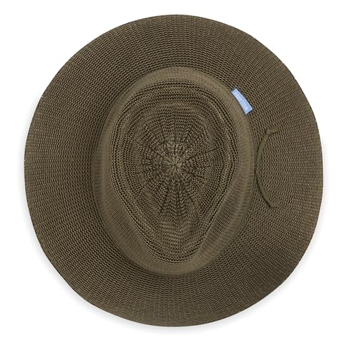 Wallaroo Hat Company Women's Victoria Fedora – UPF 50+ UV Protection, Wide Brim, Packable & Adjustable Sun Hat - color: Olive, size: Medium