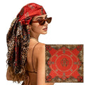 Large Square Head Scarf Bandana - 35" Satin Hair Scarf for Women Like Silk Scarf Fashion Hair Wrapping - color: Leopard Chain(red), size: 35IN*35IN