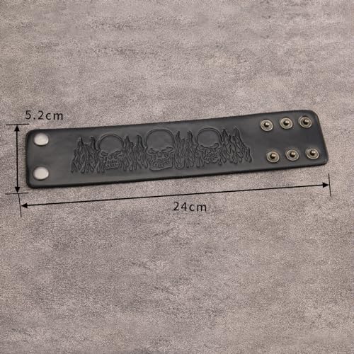 GelConnie Punk Leather Cuff Bracelet Adjustable Straps Wrap Bracelets Arm Armor Cuff Gothic Leather Wristbands for Men, Women - color: MLPB083-Black