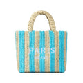 Straw Beach Bag for Women Summer Woven Tote Bag Packable Straw Purses and Handbags for Vacation Holiday - color: S-blue