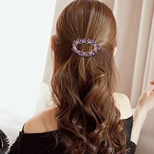 inSowni 4 Pack Gold Glitter Sparkly Jeweled Gems Korean Decorative Rhinestones Crystals Leaf Metal French Barrettes Alligator Snap Hair Clips Pins Accessories for Women Girls - color: Champagne, Pink, Purple and Blue