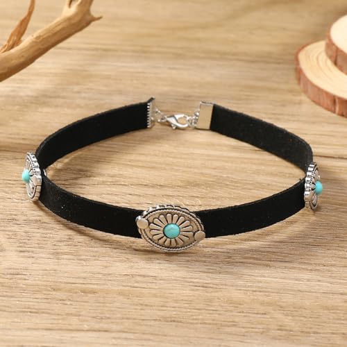 Boho Outfits for Women Boho Necklaces Country Concert Outfits Nashville Western Jewelry Choker Necklaces Long Leather Necklace Western Dress Jewelry Country Cowgirl Accessories Gifts - color: K8-Black