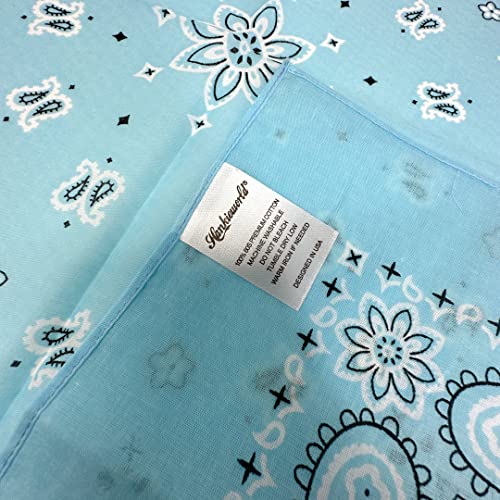 Single Pack Bandanas 60s Premium Cotton Soft Thin Handfeel Large Handkerchief for Men and Women - color: 1 Pack-light Blue