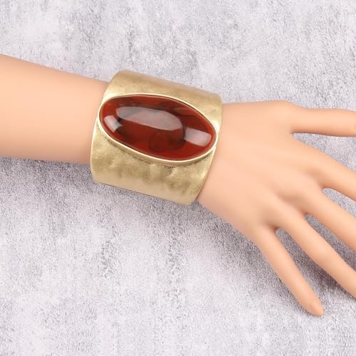 Gold Cuff Bracelet for Women Silver Beaded Bracelets Open Bangle Stackable Stretch Bead Bracelet Boho Jewelry Gifts for Wife Couple - style: Large Gold Bracelets