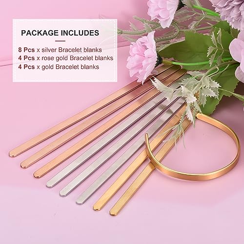 UXCELL Bracelet Blanks - 1/4 x 6inch, 16 Pcs Bangle & Cuff Blanks in Stainless Steel for DIY Bracelet Jewelry Making, 3 Colors