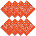Raylarnia 8 PCS 100% Cotton Bandanas, 22 Inchs Multi-Purpose Bandana Scarfs Headbands for Men and Women - color: 8-orange