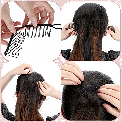 WILLBOND 4 Pcs Banana Hair Clips for Women, Vintage Clincher Stretchy Banana Grip Clips Comb for Curly, Thick, Thin, Wavy Hair, Ponytail Holder for Wedding, Daily Use(Pink, Purple, Black, Silver) - color: Pink, Purple, Black, Silver