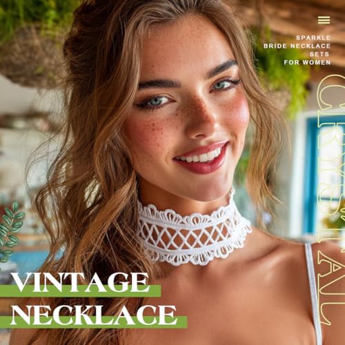 JAKAWIN Black Choker Necklace White Lace Chokers for Women - color: White
