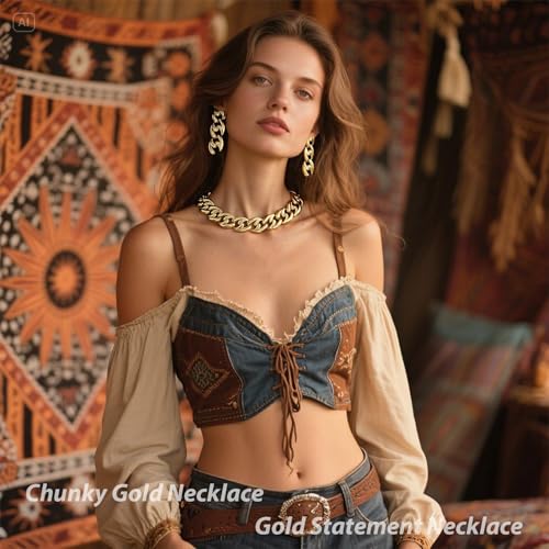 choice of all Chunky Gold Necklace Statement Necklace for Women Punk Chain Thick Gold Choker Jewelry Trendy Birthday Gifts - color: K:Gold Set