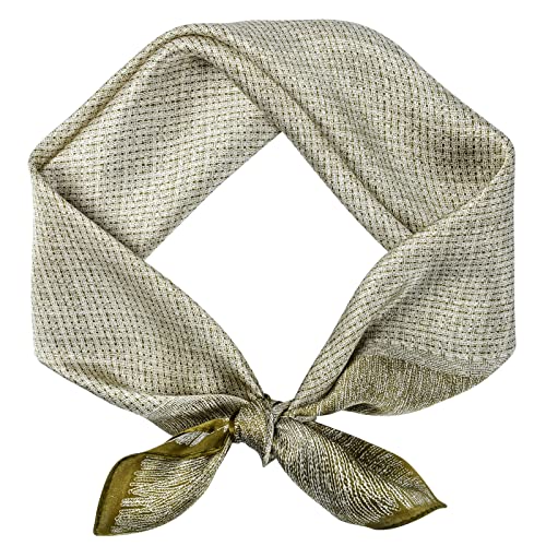 Stlvoll 100% Silk Head Scarf for Women - 27" Hair Scarves Satin Bandanas Square for Night Sleeping with Gift Packed - color: Yellow/Green/Checkered