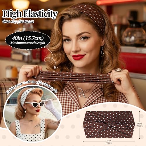 Awumbuk Wide Headbands for Women, 7.08 Inch Thick Boho Turban Style Hair Wraps, Non-Slip Moisture-Wicking Workout Headband for Sports, Yoga, Daily Fashion, 8 Pack Multi Colors (red) - color: red