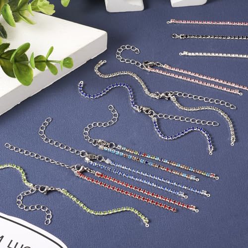 Adjustable Slider Bracelets Colorful Half Finished Bracelets Adjustable Beaded Bracelets DIY Friendship Bracelets for Women Jewelry Making Gifts Supplies - color: Multicolors-Crystal
