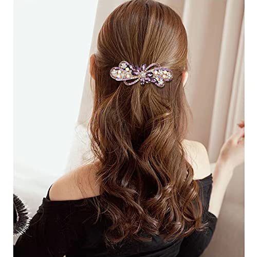 inSowni 4 Pack Luxury Glitter Sparkly Jeweled Gems Crystal Rhinestone Flower Metal French Barrettes Snap Alligator Hair Clips Headpieces Accessories for Women Girls - color: 4pcs Set E