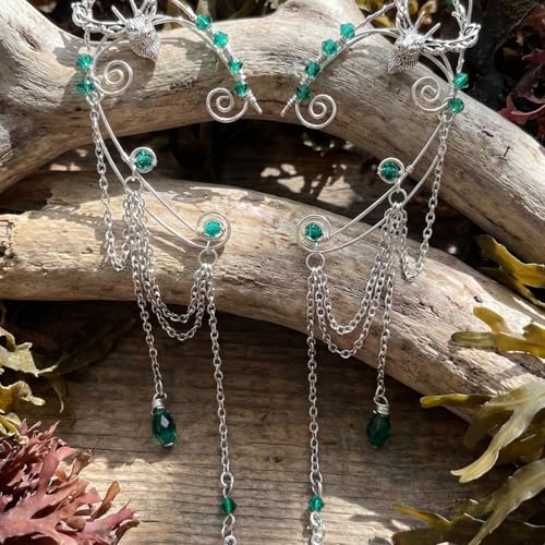 FRESHME Fairy Elf Ear Cuffs - Renaissance Costume Renfaire Non Pierced Elven Ear Climber Cosplay Medieval Fantasy Accessories - color: Sliver