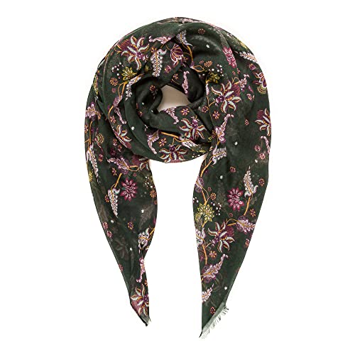 MELIFLUOS DESIGNED IN SPAIN Scarf for Women Lightweight Floral Flower Scarves for Summer Fall Shawl Wrap - color: Barcelona Collections 43 - Green Paisley Floral