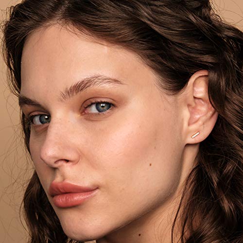 PAVOI 14K Gold Plated 925 Sterling Silver Stud Earrings for Women - Dainty Geometrical Bar Triangle Heart Earrings - Valentines Day Trendy Jewelry - style: Bar