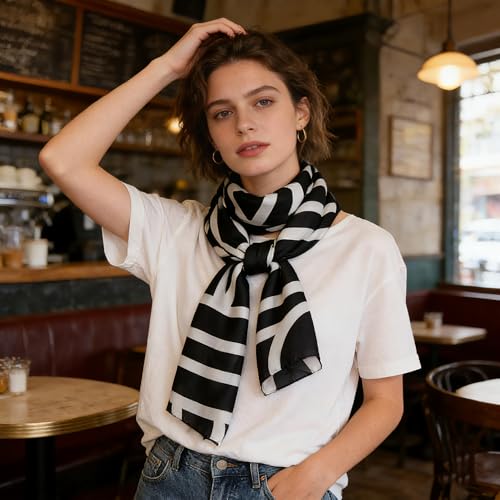 Silk Scarf Mulberry Silk Fashion Scarves Long Lightweight Shawl Wrap … - color: W42