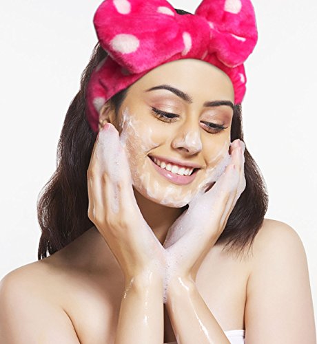 Hairizone Makeup Wrap Headband With Bowknot, Roseo | Facial Wash Shower, Adjustable Elastic, Bowknot Design, Holding Hair, For Women - color: Roseo