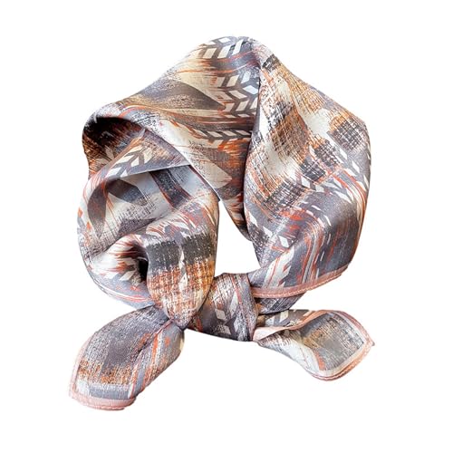 Aufeel Women's 100% Pure Mulberry Silk Small Square Scarf - Neckerchief Women - Silk Headscarf - 21" x 21" - color: Brown1