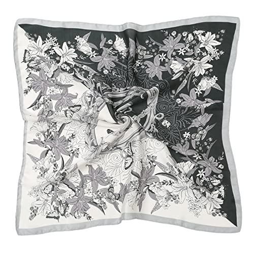 RIIQIICHY Women Head Hair Scarf Like Satin Silk Scarf Sleeping Hair Wrapping Night 27.5" - color: Black/White/Light Grey/Dark Grey