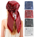Ciormis 35" Silk Head Scarf for Women, 4 Pcs Satin Hair Scarf Square Silk Bandana Top Neck Scarves Hair Wraps for Sleeping - color: G1-dots-set12