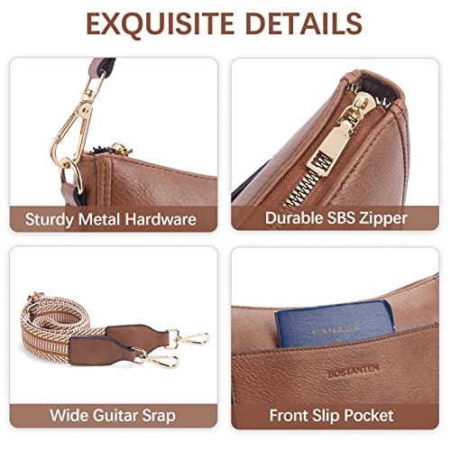 BOSTANTEN Crossbody Bags for Women Trendy Vegan Leather Guitar Strap Purse for Spring Travel - color: A01-retro Brown