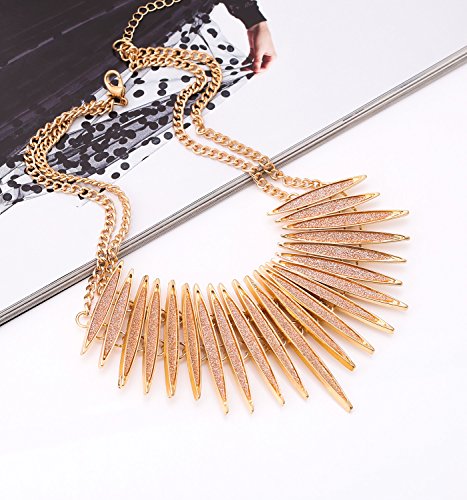 MOLOCH Sparkling Druzy Leaf Choker Necklace Fashion Gold-Tone Collar Necklace Bib Statement Chunky Tribal Necklace Woman Jewelry - color: Gold