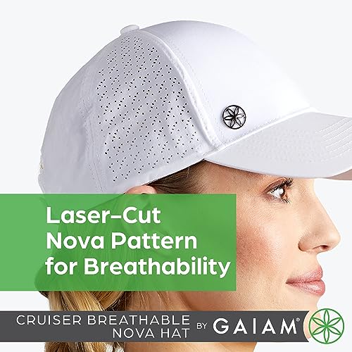 Gaiam Women's Hat-Breathable Ball Cap, Pre-Shaped Bill, Adjustable Size for Running - color: White, style: Hat - Cruiser Breathable Nova