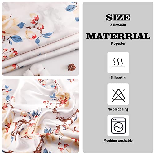 NZKNP Silk-Like Head Scarf - Women's Bandana Wraps - color: 22-classical White Flowers, size: 35"*35"